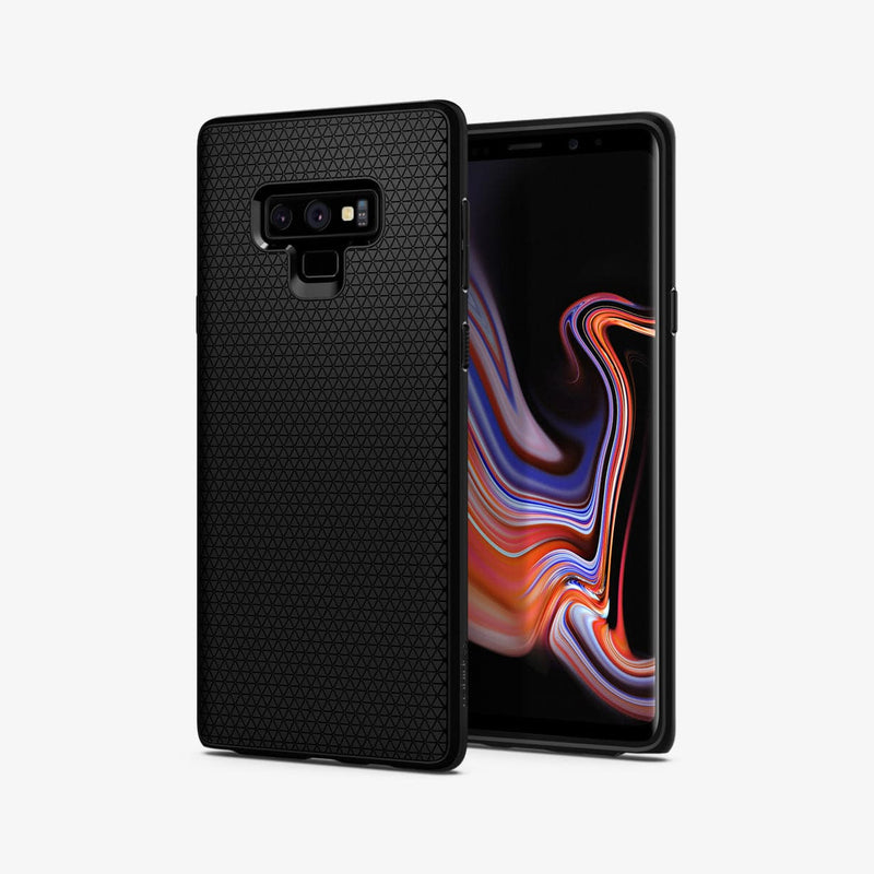 599CS24580 - Galaxy Note 9 Liquid Air Case in black showing the back and front