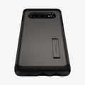 605CS25804 - Galaxy S10 Tough Armor Case in gunmetal showing the back and bottom zoomed in