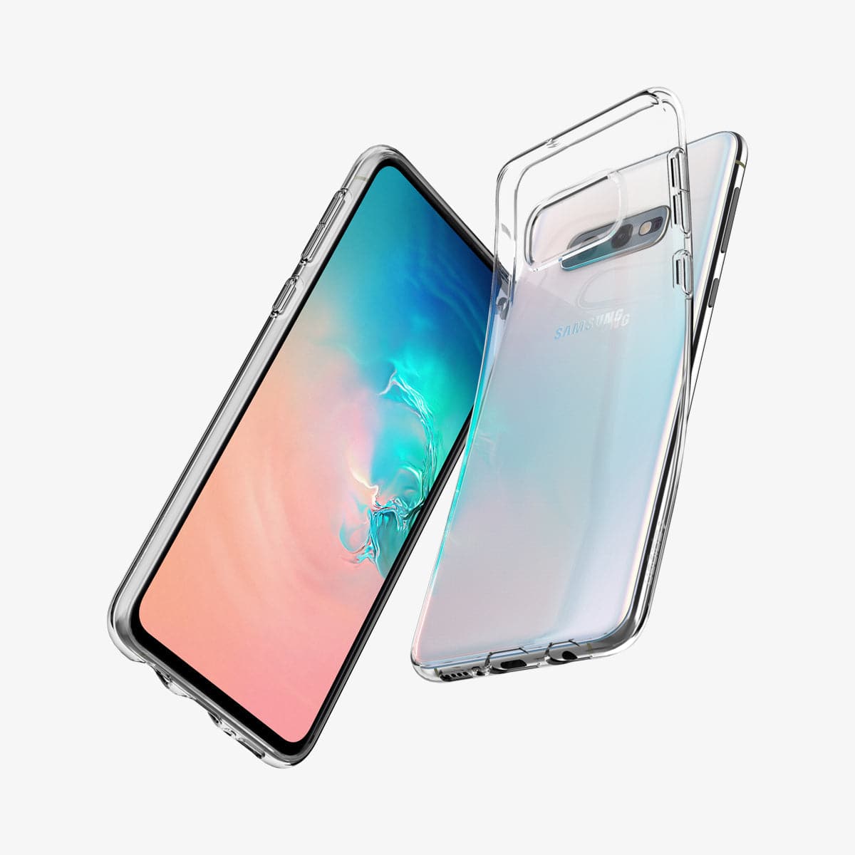 609CS25833 - Galaxy S10e Liquid Crystal Case in crystal clear showing the back, front and sides