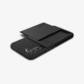 ACS03961 - Galaxy S22 Plus 5G Case Slim Armor CS in black showing the back, side and top with card slot open