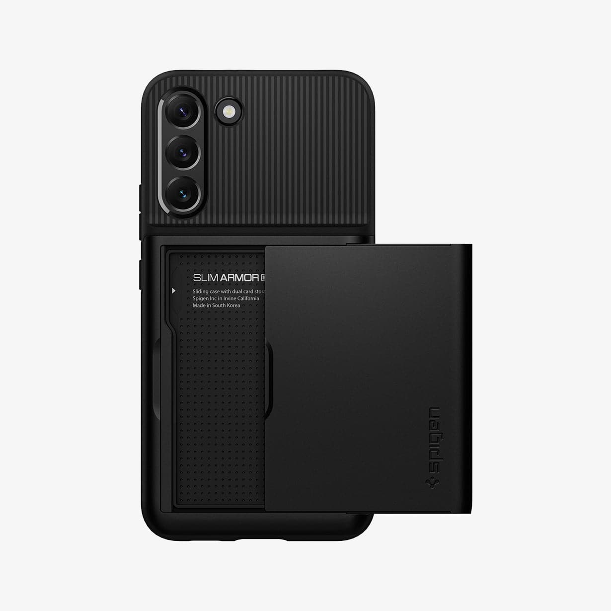 ACS03961 - Galaxy S22 Plus 5G Case Slim Armor CS in black showing the back with card slot open