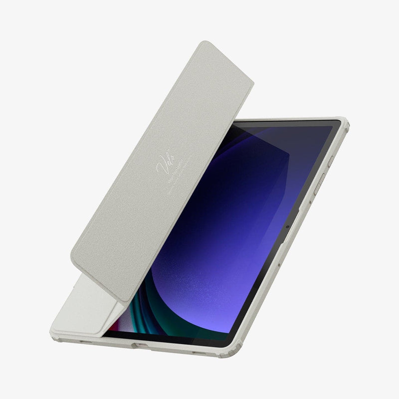ACS06838 - Galaxy Tab S9 Case Ultra Hybrid Pro in gray showing the front with cover half open