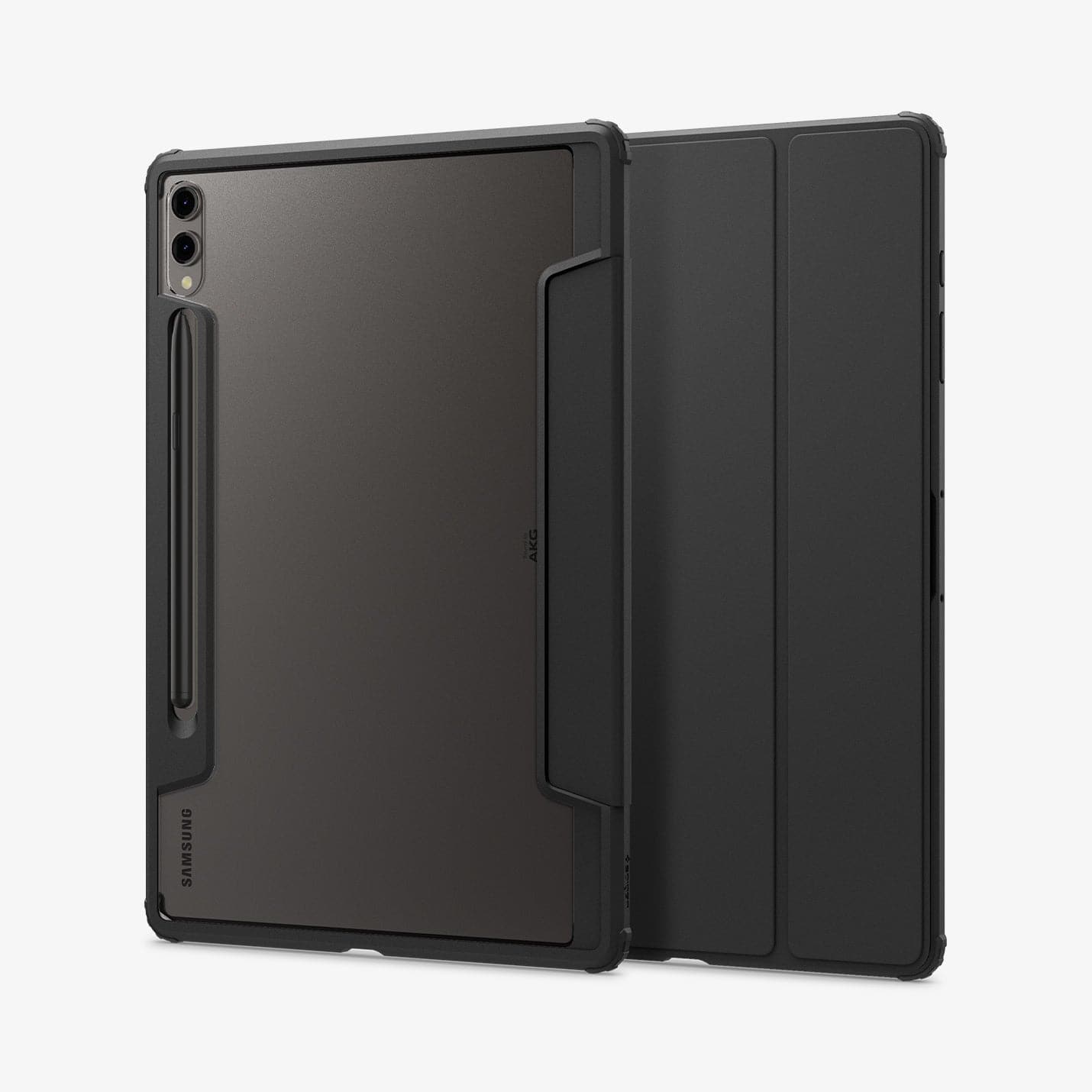 ACS07076 - Galaxy Tab S9 Plus Case Ultra Hybrid Pro in black showing the back and front