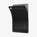 ACS01562 - Galaxy Tab A7 Case Rugged Armor in matte black showing the case bending away from device to show the flexibility