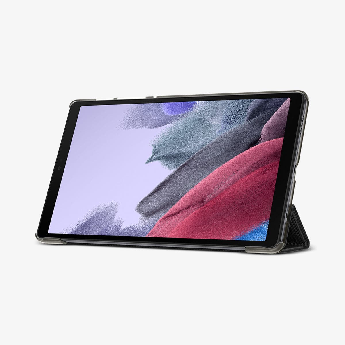ACS02864 - Galaxy Tab A7 Lite Case Liquid Air Folio in black showing the front with device propped up by built in kickstand