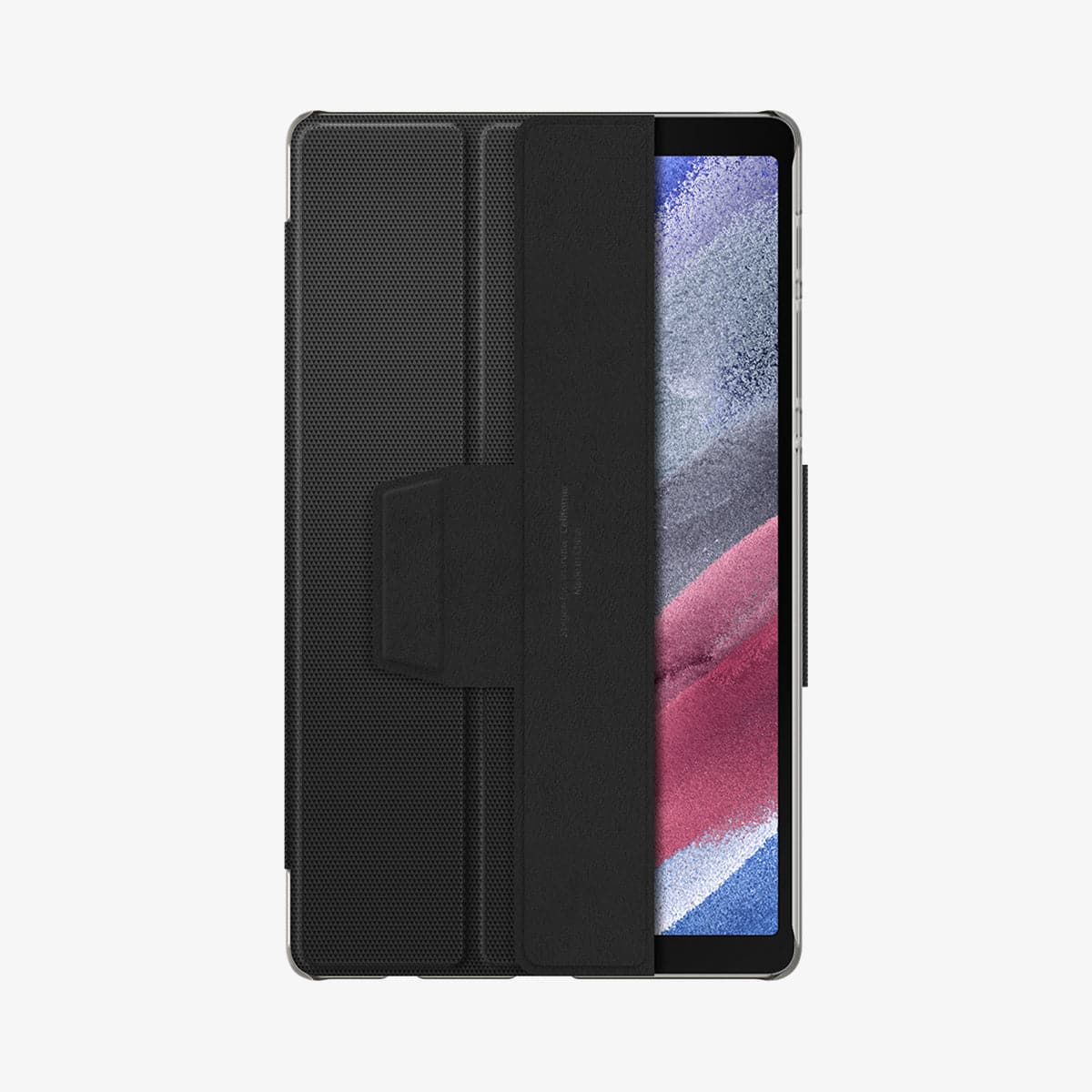 ACS02864 - Galaxy Tab A7 Lite Case Liquid Air Folio in black showing the front with cover slightly folded open