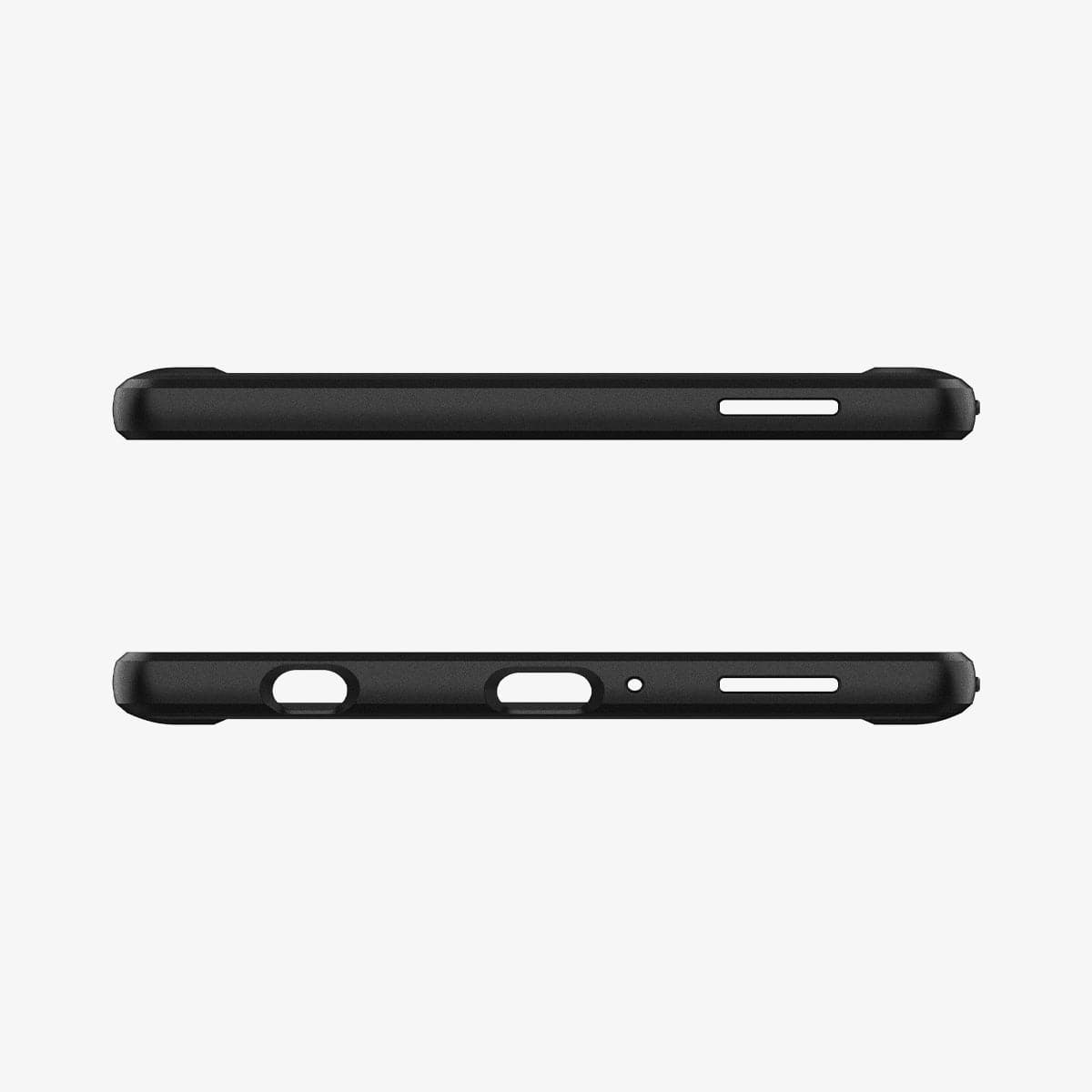 ACS02863 - Galaxy Tab A7 Lite Case Rugged Armor in matte black showing the top and bottom with precise cutouts