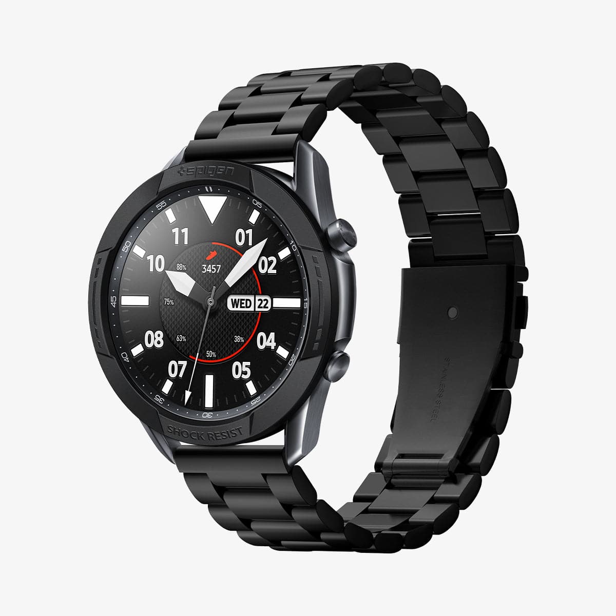 AMP02238 - Galaxy Watch 3 (45mm) Chrono Shield in black showing the front and partial side