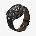 ACS03140 - Galaxy Watch 4 Classic (46mm) Case Liquid Air in matte black showing the front, side and inside of band