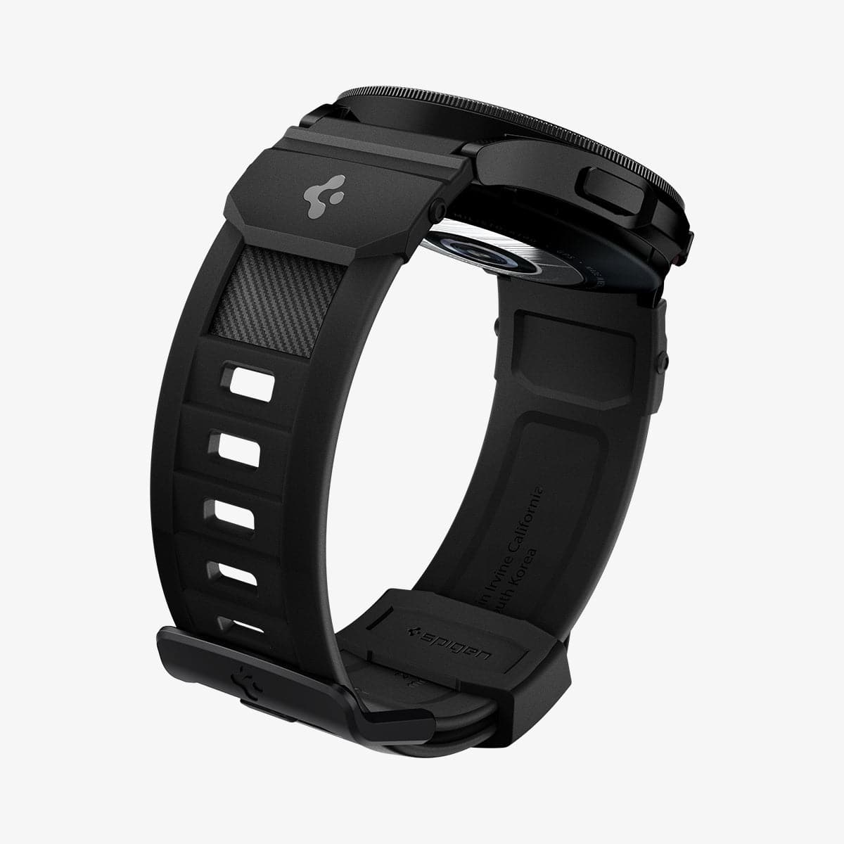 AMP04031 - Galaxy Watch Band (20mm) Rugged Armor in matte black showing the bottom and inside of band