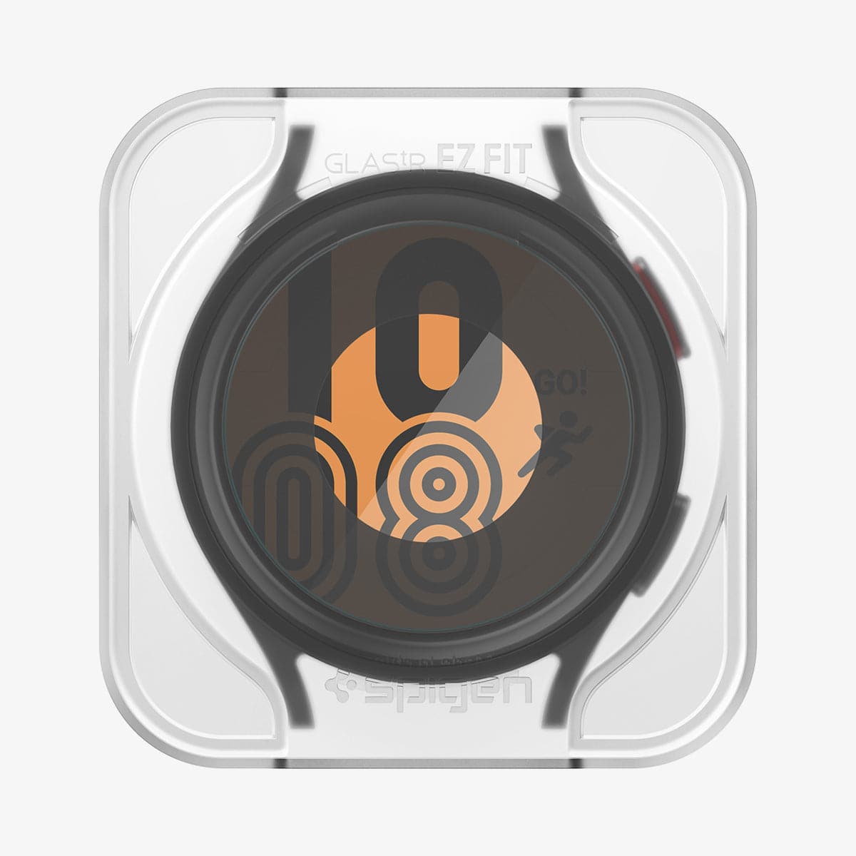 AGL05346 - Galaxy Watch 5 Pro (45mm) Screen Protector EZ FIT GLAS.tR showing the front with ez fit tray installed on watch face