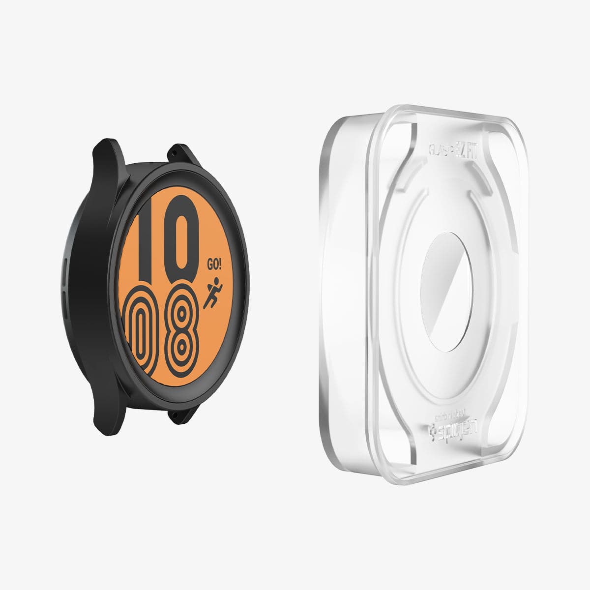 AGL05346 - Galaxy Watch 5 Pro (45mm) Screen Protector EZ FIT GLAS.tR showing the ez fit tray hovering in front of watch face