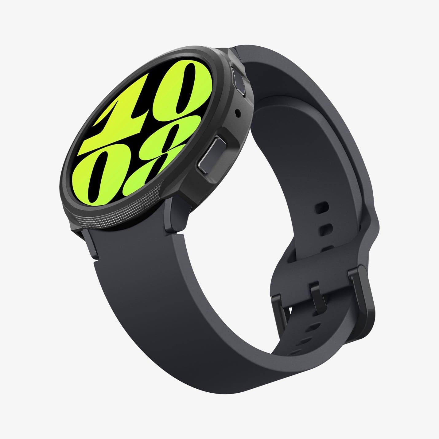ACS06392 - Galaxy Watch 6 (44mm) Case Liquid Air in matte black showing the side, front and bottom