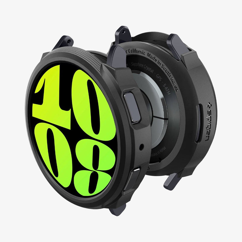 ACS06392 - Galaxy Watch 6 (44mm) Case Liquid Air in matte black showing the sides, front and back