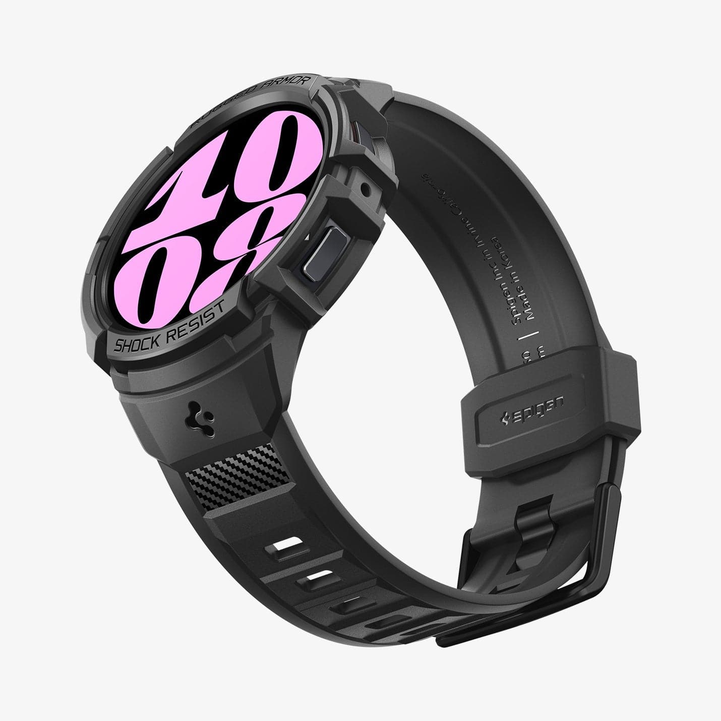 ACS06501 - Galaxy Watch 6 (40mm) Case Rugged Armor Pro in black showing the front, side and bottom
