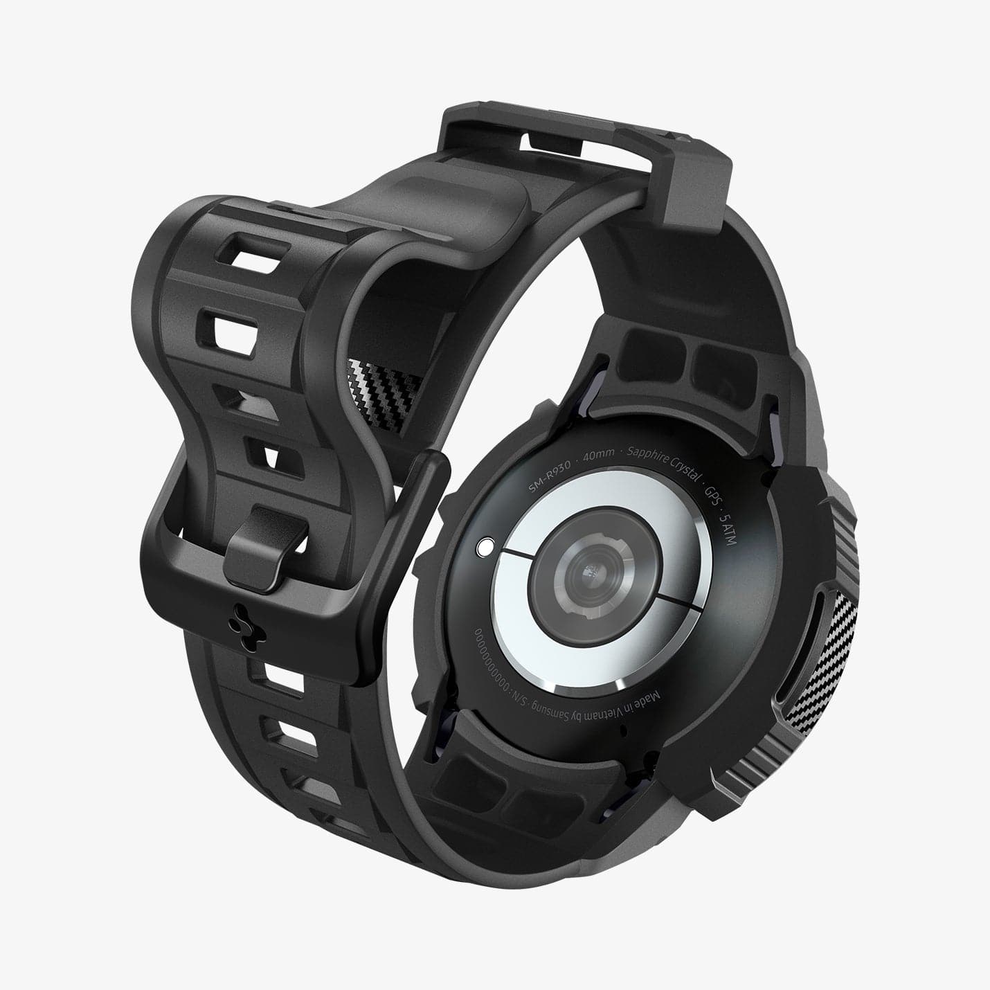 ACS06501 - Galaxy Watch 6 (40mm) Case Rugged Armor Pro in black showing the back and inside of band