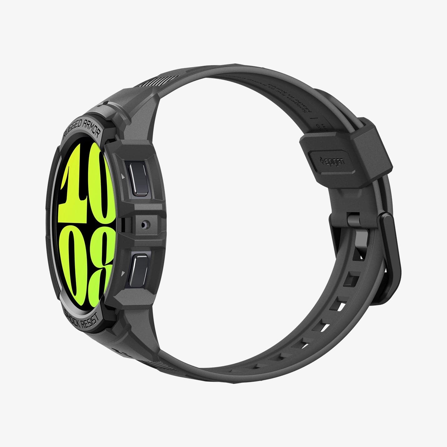 ACS06496 - Galaxy Watch 6 (44mm) Case Rugged Armor Pro in black showing the front, side and inside of band