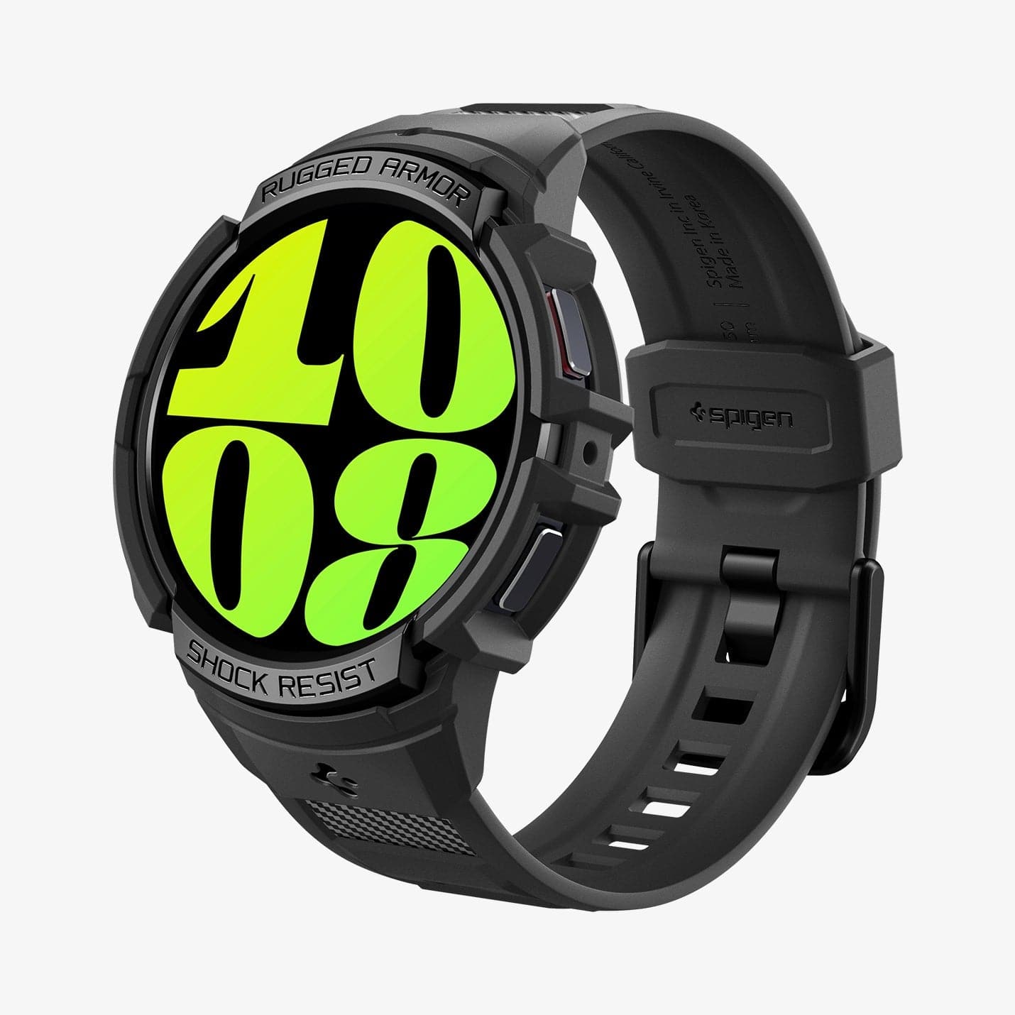 ACS06496 - Galaxy Watch 6 (44mm) Case Rugged Armor Pro in black showing the front and inside of band