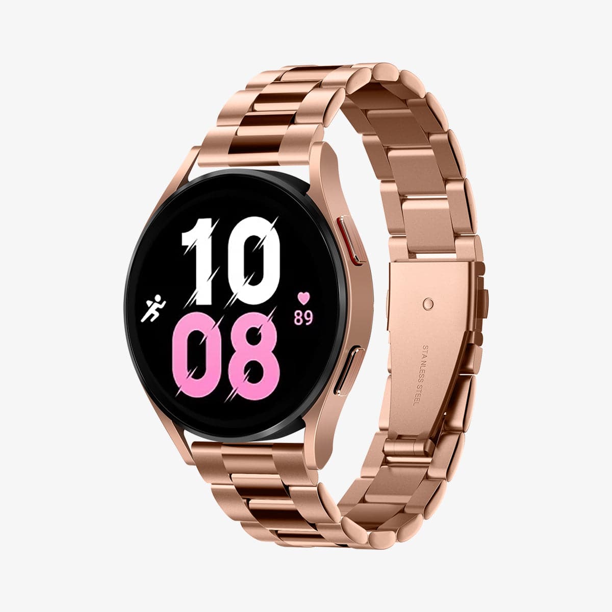 600WB24982 - Galaxy Watch Band (20mm) Modern Fit in rose gold showing the front and inside of band