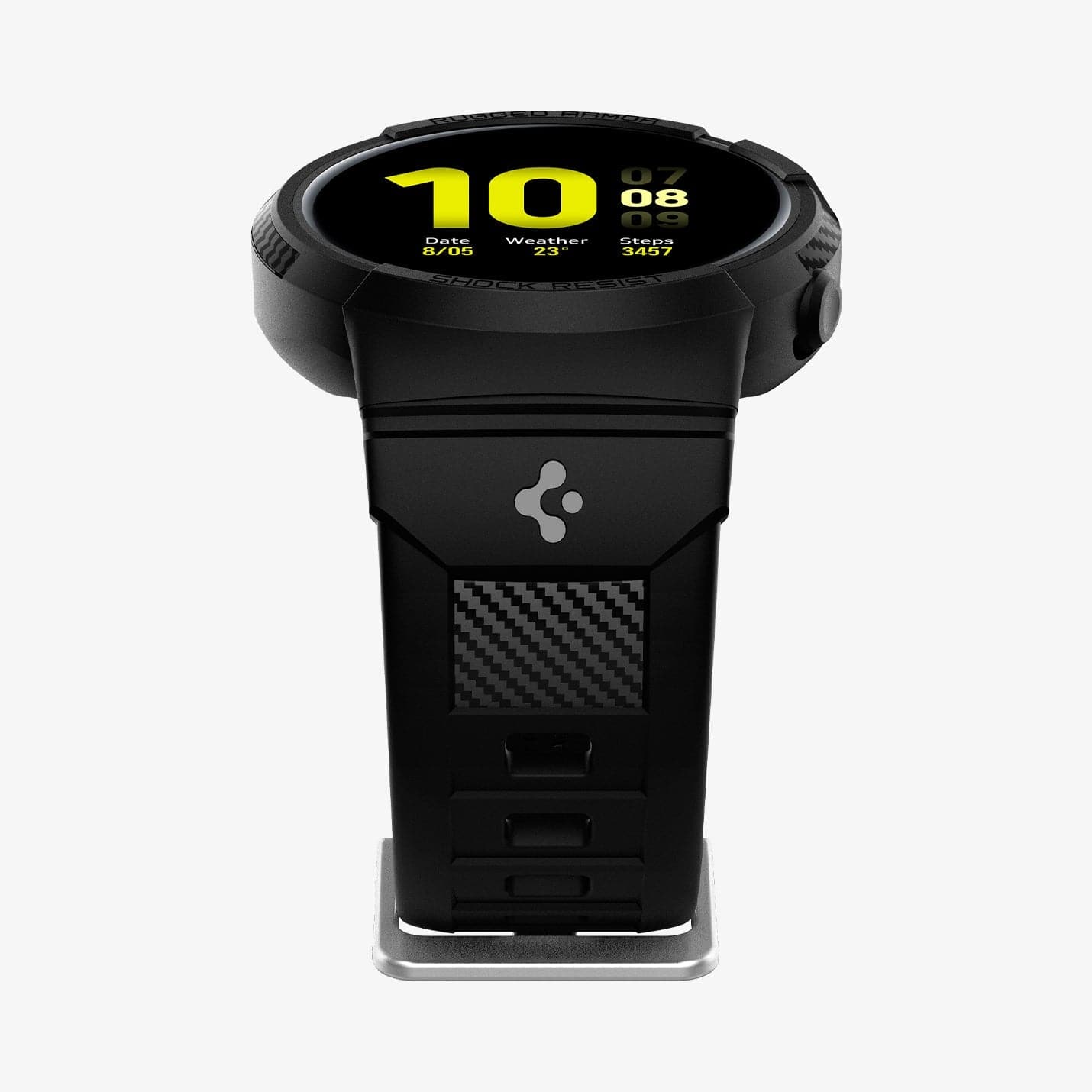 ACS02066 - Galaxy Watch Active 2 (44mm) Case Rugged Armor Pro in black showing the bottom and front
