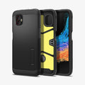 ACS04601 - Galaxy XCover 6 Pro Tough Armor Case in black showing the back, inside and front