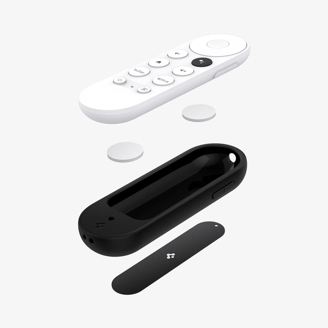 AMP02715 - Chromecast with Google TV Silicone Fit Voice Remote in white showing the front and partial side