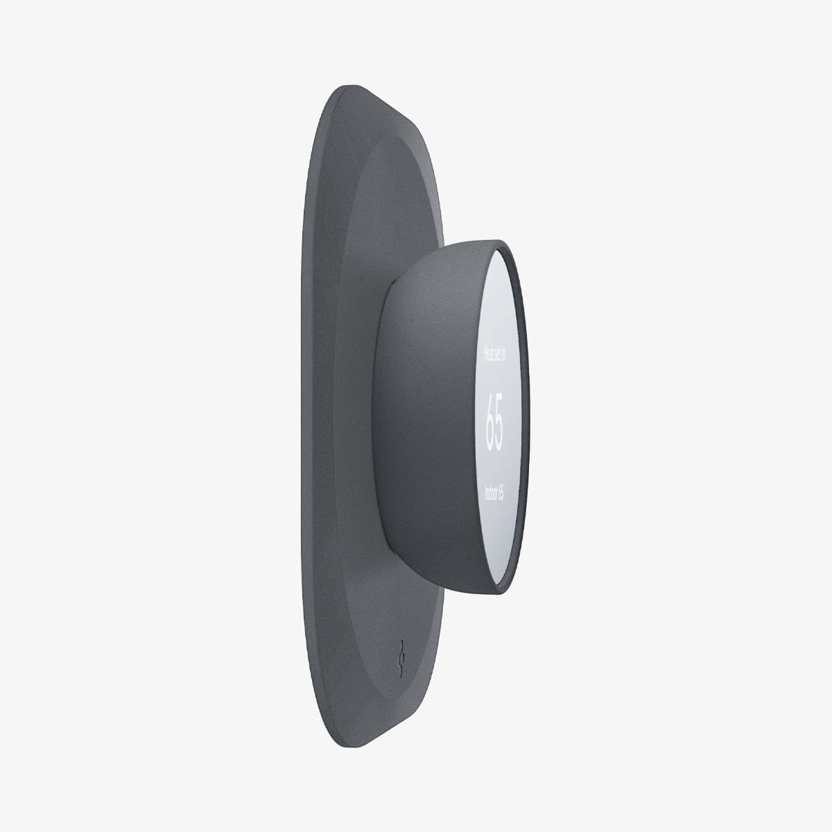 AHP02762 - Google Nest Thermostat Wall Plate in charcoal showing the side and partial front