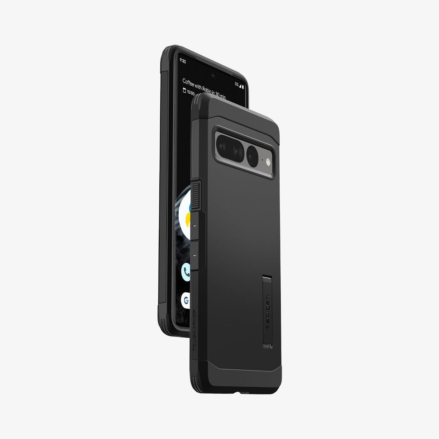 ACS04728 - Pixel 7 Pro Case Tough Armor in black showing the sides, partial back and front