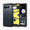 ACS04729 - Pixel 7 Pro Case Tough Armor in metal slate showing the back, inside and front