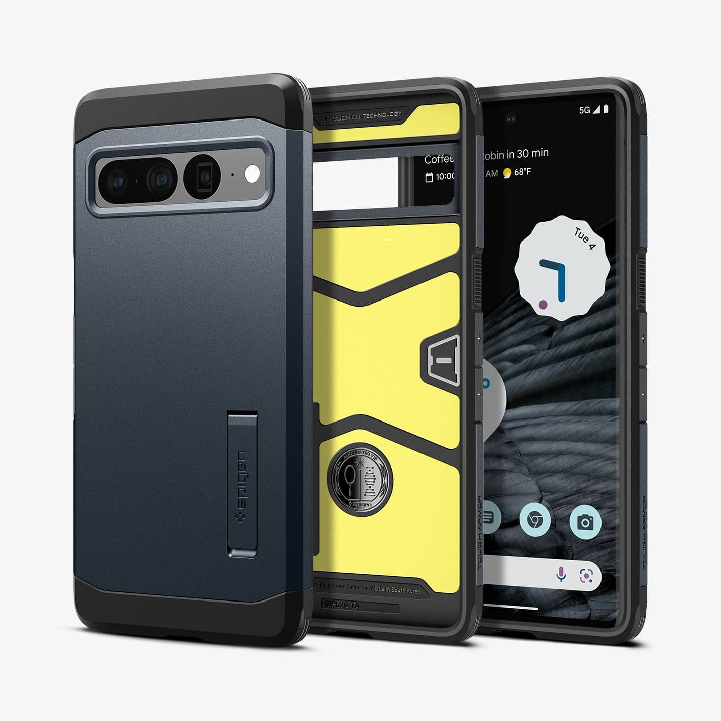 ACS04729 - Pixel 7 Pro Case Tough Armor in metal slate showing the back, inside and front