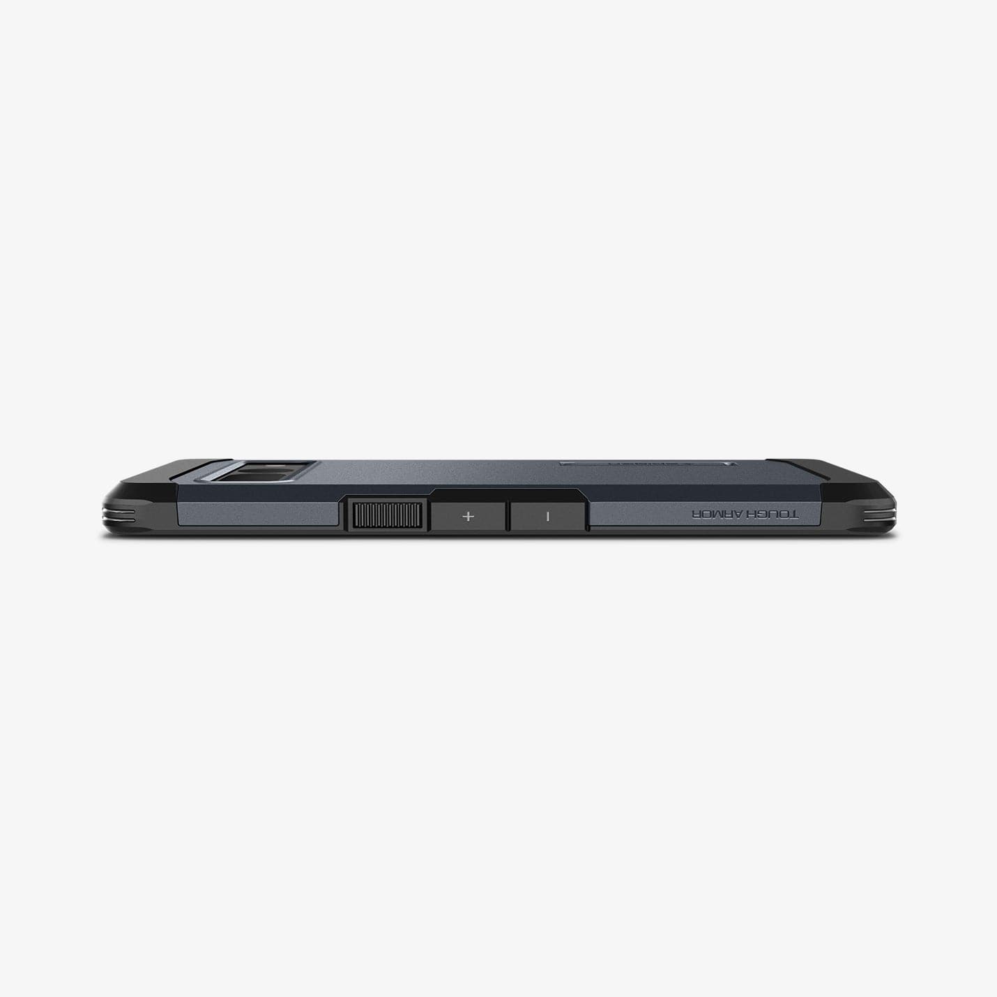ACS04729 - Pixel 7 Pro Case Tough Armor in metal slate showing the side and partial back with device laying flat