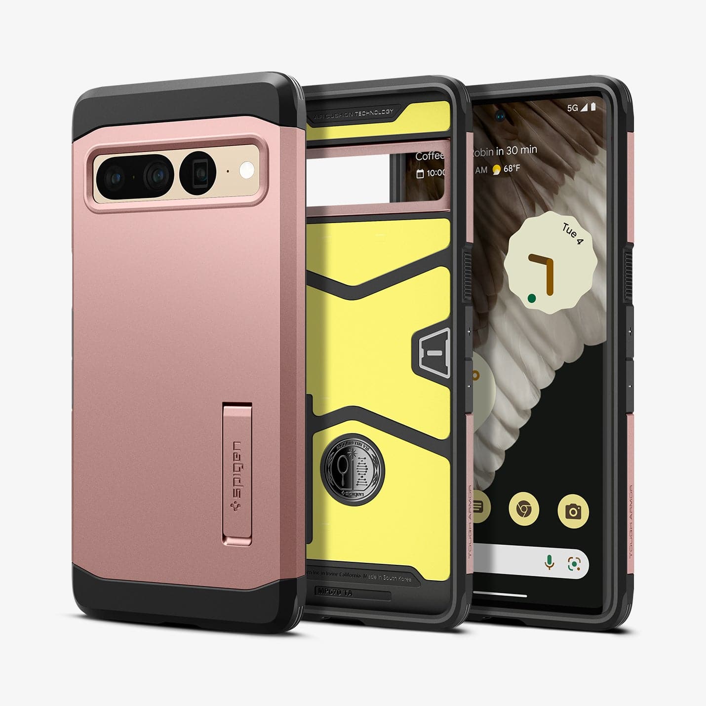 ACS04730 - Pixel 7 Pro Case Tough Armor in rose gold showing the back, inside and front
