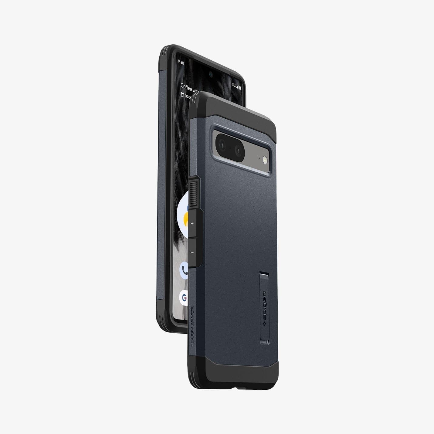 ACS04702 - Pixel 7 Case Tough Armor in metal slate showing the sides, partial back and front