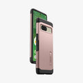 ACS04703 - Pixel 7 Case Tough Armor in rose gold showing the sides, partial back and front