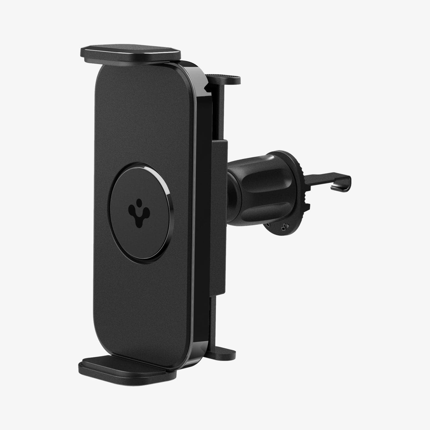 ACP04278 - GTS12 Galaxy Fold Car Mount in black showing the front and partial side with mount adjusted vertically