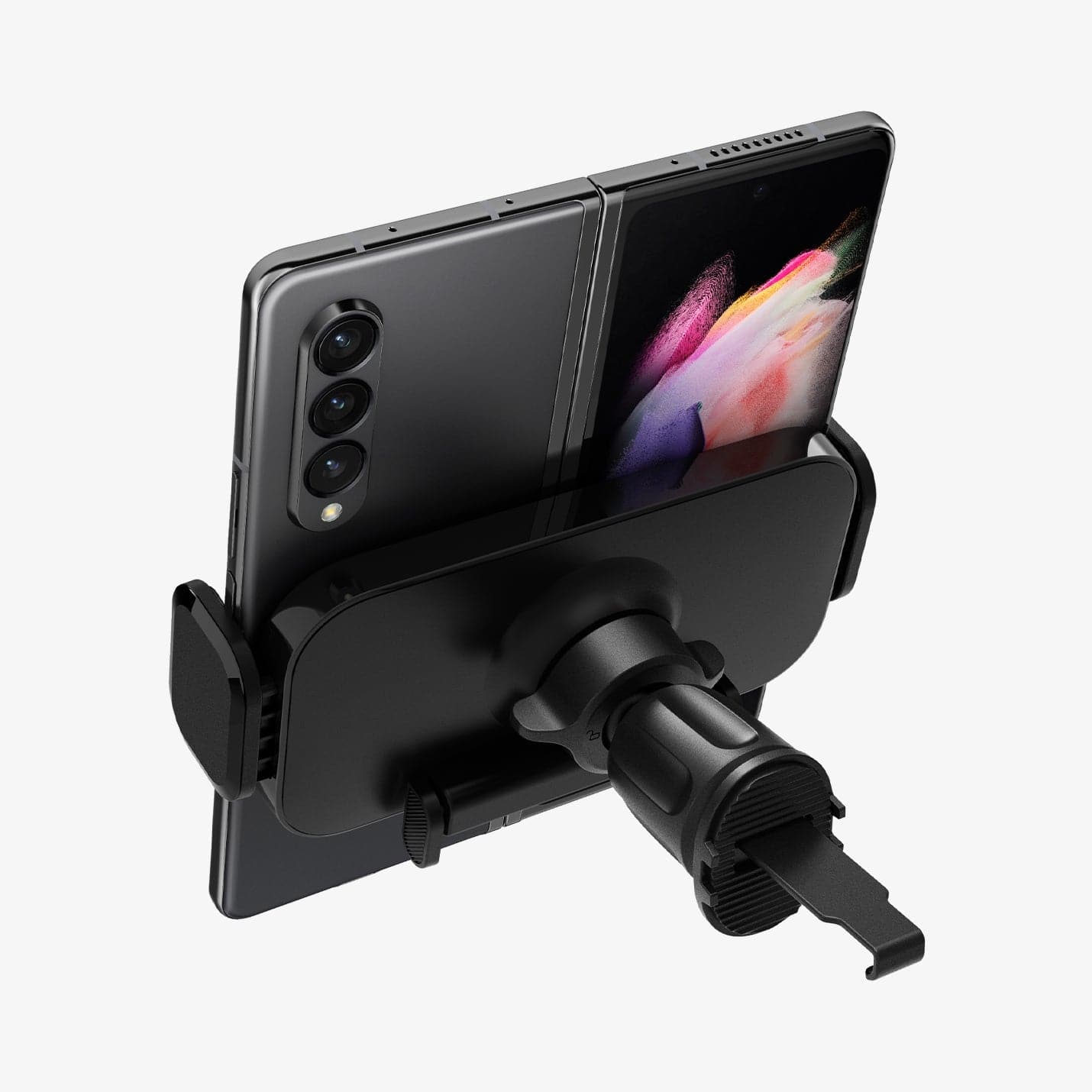 ACP04278 - GTS12 Galaxy Fold Car Mount in black showing the back with Galaxy Fold inserted
