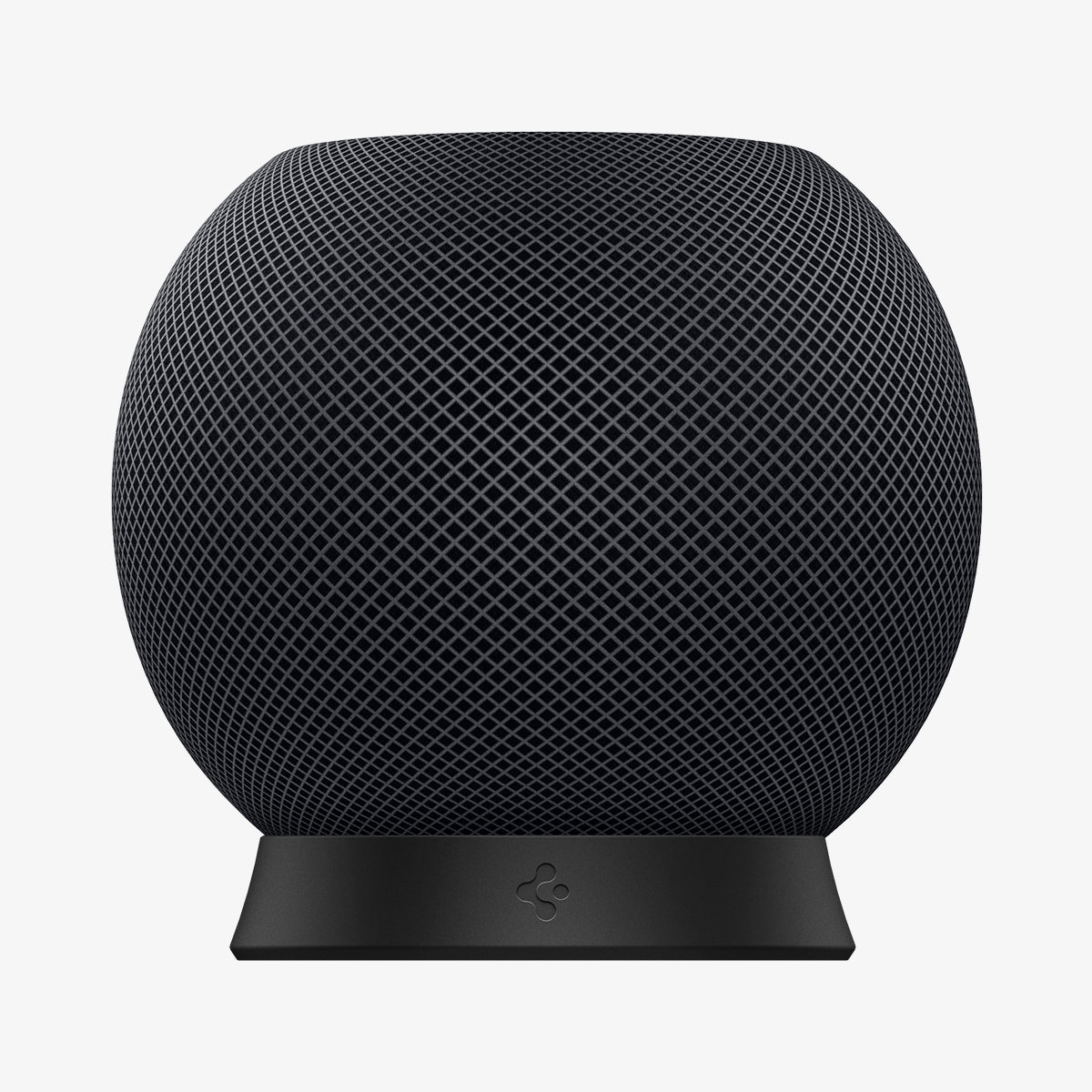 AMP02781 - Apple HomePod Mini Stand Silicone Fit in black showing the front with homepod on top