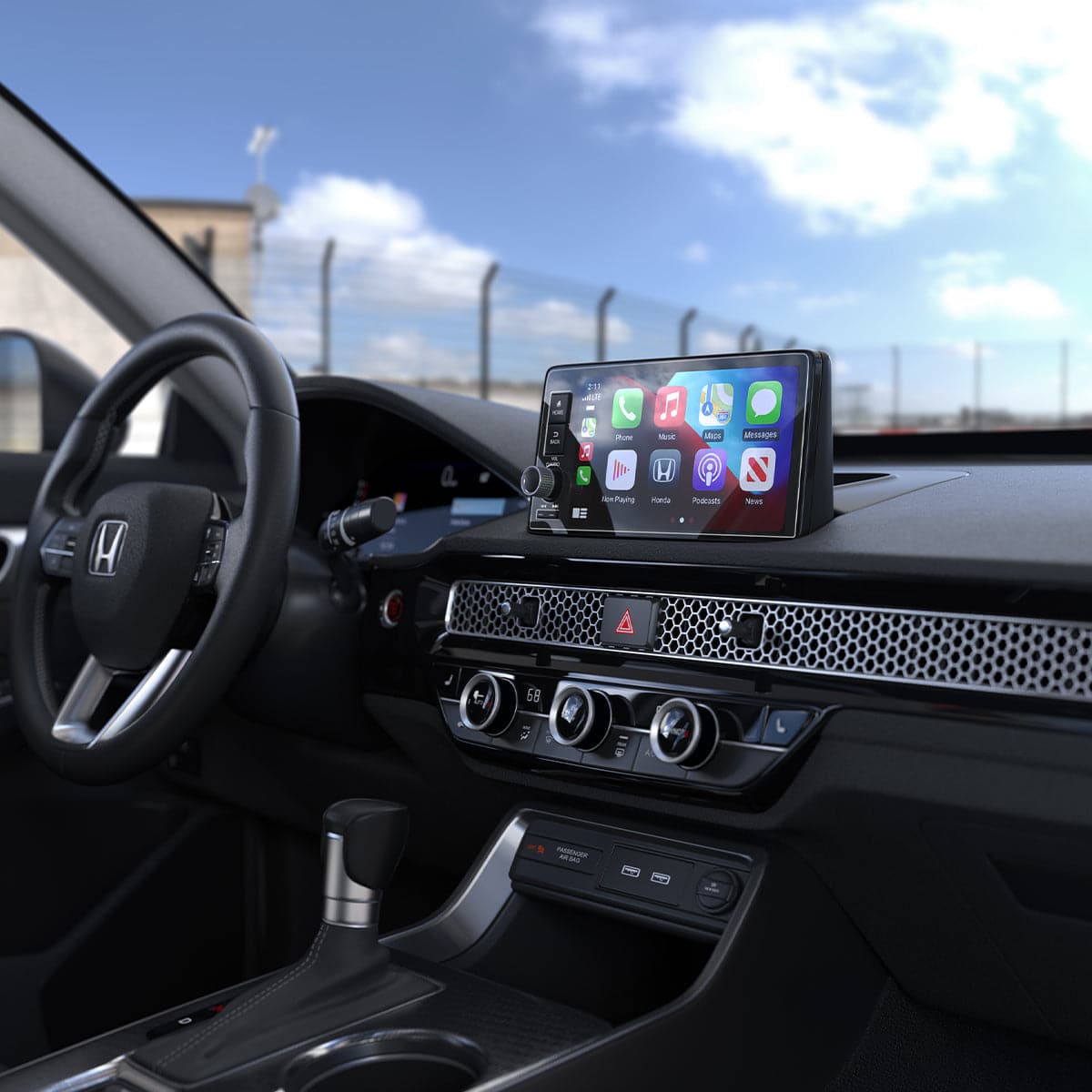 AGL05235 - Honda Civic 9" Screen Protector GLAS.tR Slim Anti-Glare showing the passenger side view inside of car