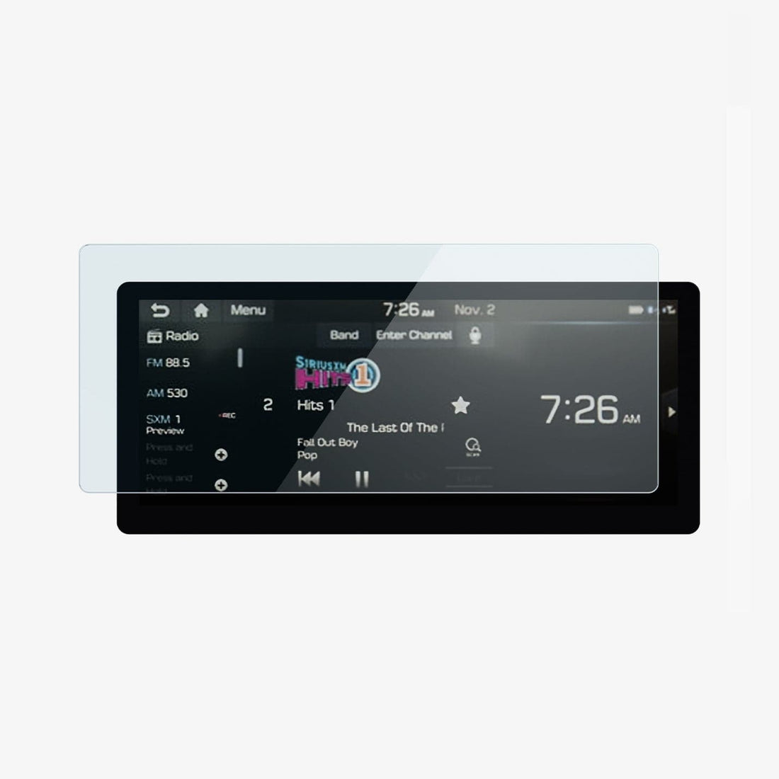 AGL04580 - Hyundai Tucson Screen Protector GLAS.tR SLIM Anti-Glare showing the touch screen display, screen protector and packaging