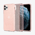 077CS27230 - iPhone 11 Pro Case Liquid Crystal Glitter in rose quartz showing the back, inside and front