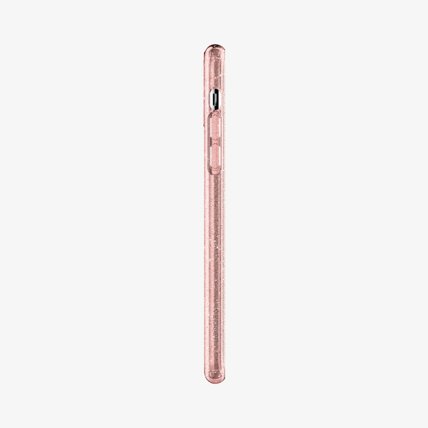 077CS27230 - iPhone 11 Pro Case Liquid Crystal Glitter in rose quartz showing the side with volume controls