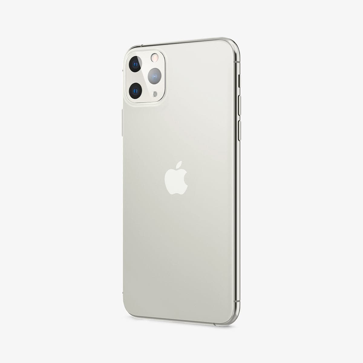 AGL00502 - iPhone 11 Pro / Pro Max Full Cover Lens Protector in silver showing the front and partial side installed on device