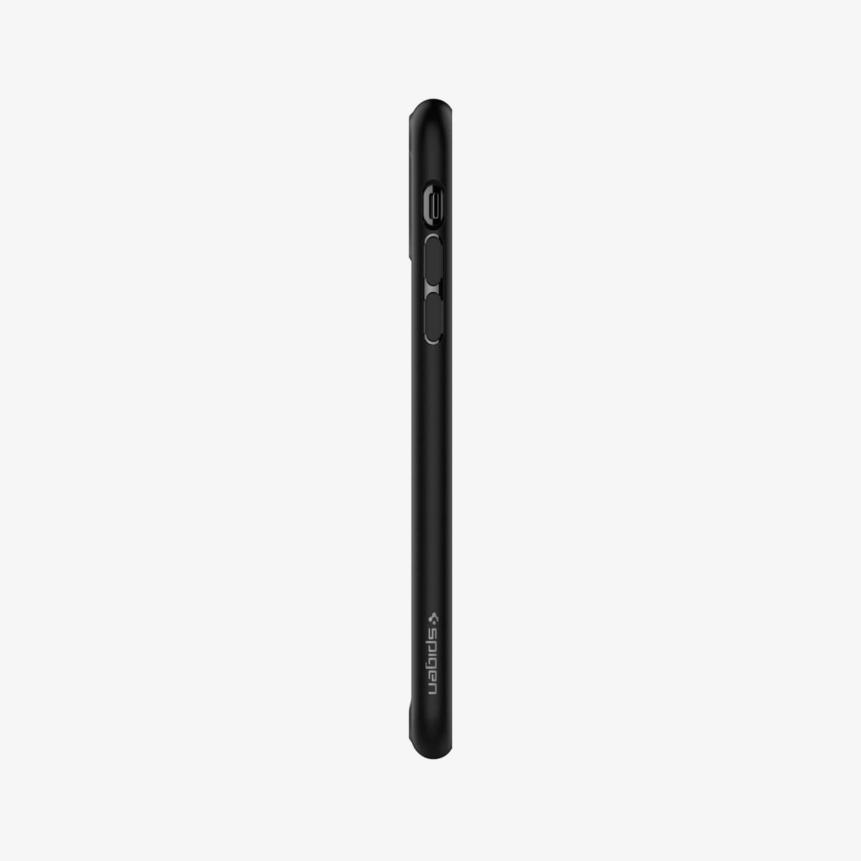 075CS27136 - iPhone 11 Pro Max Case Ultra Hybrid in matte black showing the side with volume controls