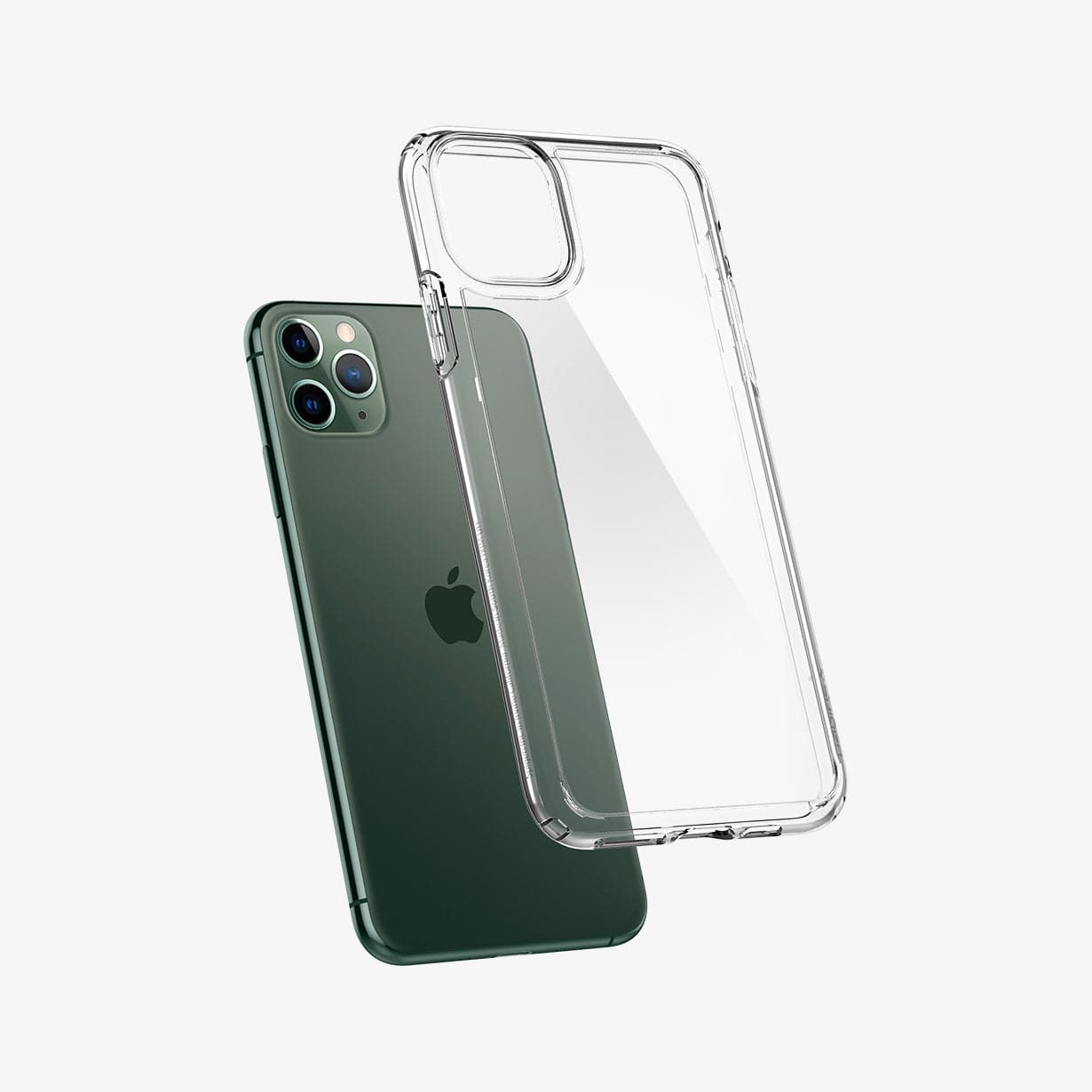 075CS27135 - iPhone 11 Pro Max Case Ultra Hybrid in crystal clear showing the back with case hovering away from device