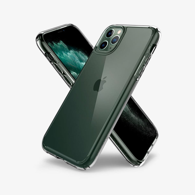 075CS27135 - iPhone 11 Pro Max Case Ultra Hybrid in crystal clear showing the back, front and sides