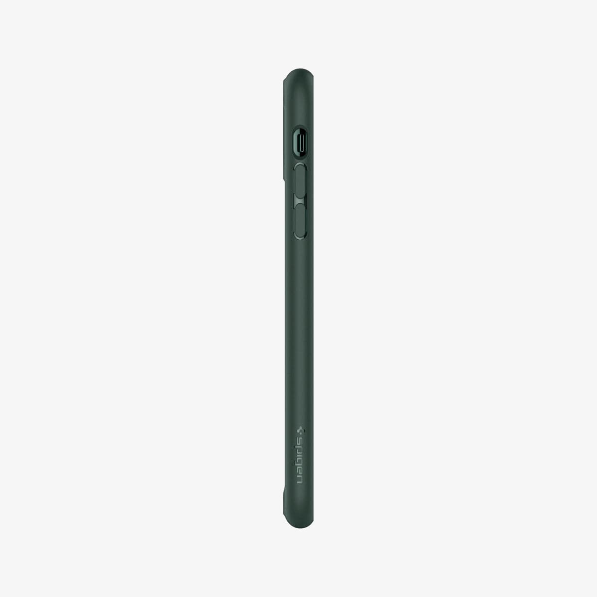 ACS00411 - iPhone 11 Pro Max Case Ultra Hybrid in midnight green showing the side with volume controls