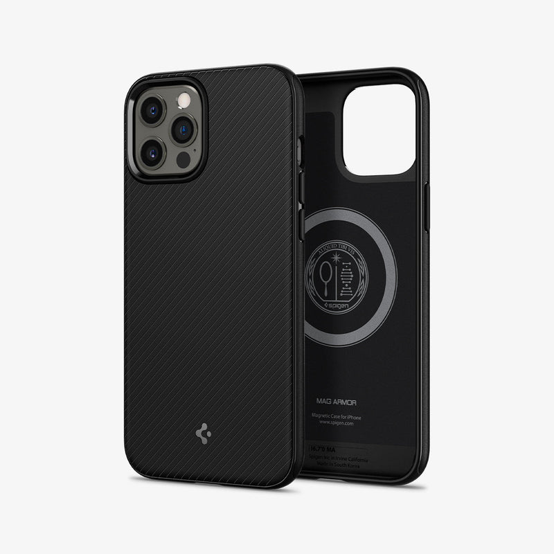 ACS01864 - iPhone 12 Pro Max Case MagArmor in black showing the back and inside of case