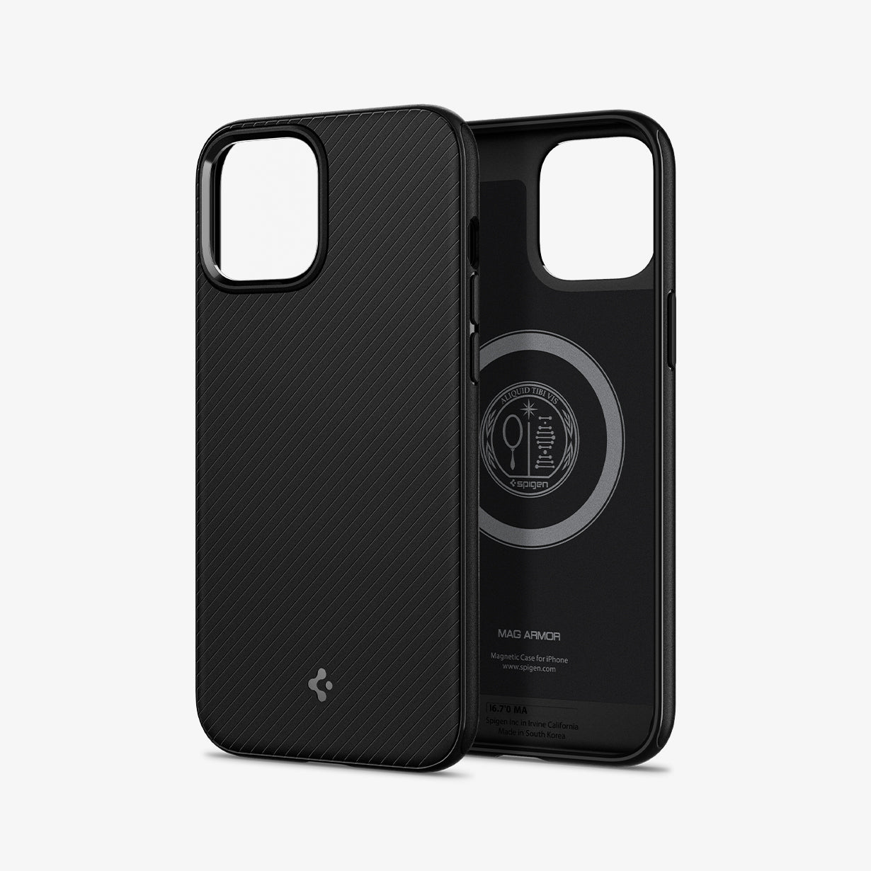 ACS01864 - iPhone 12 Pro Max Case MagArmor in black showing the back and inside with no device