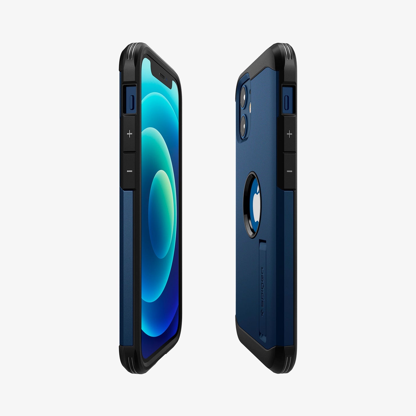 ACS02301 - iPhone 12 Mini Case Tough Armor in navy blue showing the sides, partial front and back