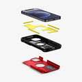 ACS02258 - iPhone 12 Mini Case Tough Armor in red showing the hard pc, soft tpu, impact foam and device